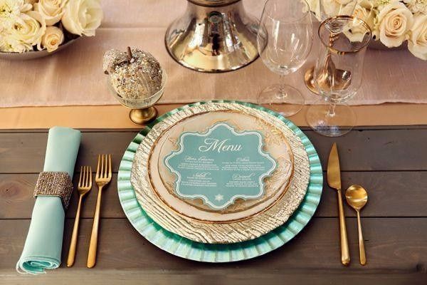 Decoração de casamento e dourado para conjunto de jantar