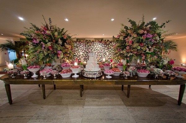 Decoração da mesa do bolo