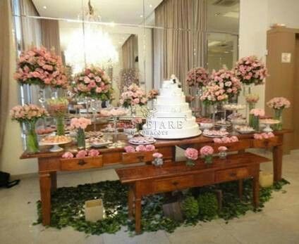 Inspiração decoração da mesa do bolo - 15