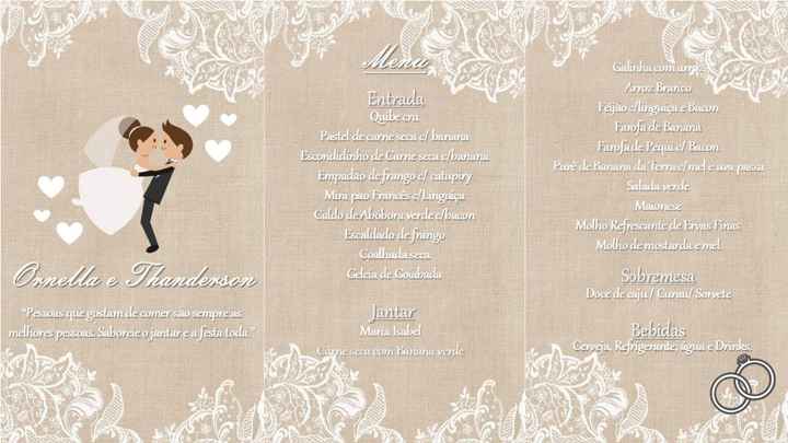 menu casamento