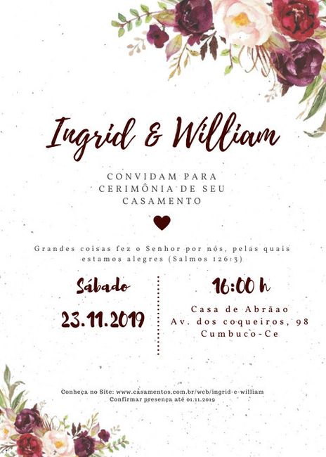 Convite de casamento feito por mim no site "canva" 1