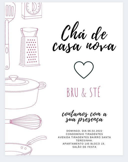 Convite chá de cozinha. - 1