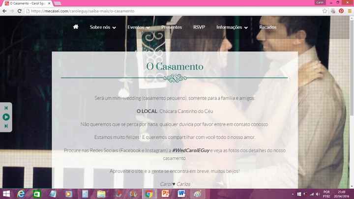 Nosso site de casamento Carol e Carlos