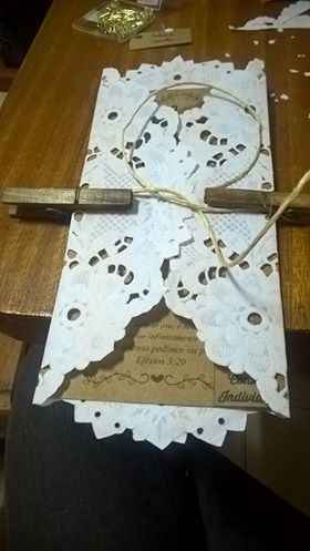 72 dias - Convite diy kraft + doillies- passo a passo - Casamento Carol e Carlos