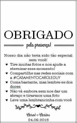 60 dias - Cartão agradecimento - Casamento Carol e Carlos