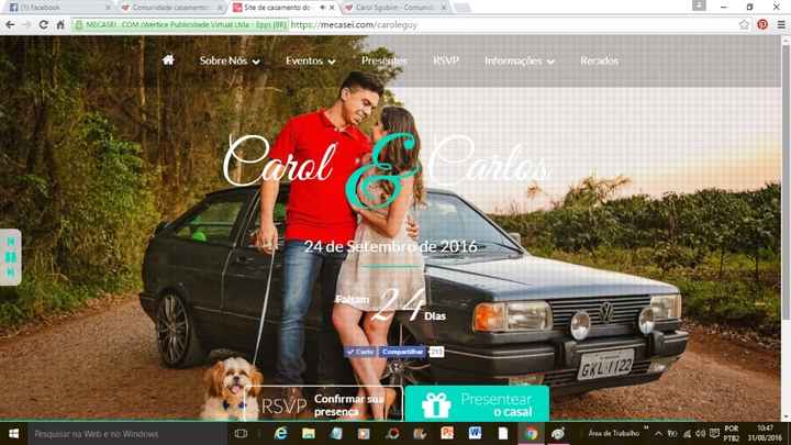 23 dias - Nosso site atualizado - Casamento Carol e Carlos