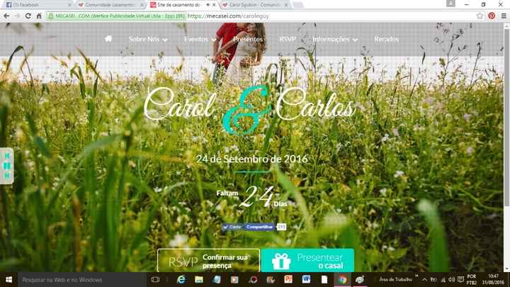 23 dias - Nosso site atualizado - Casamento Carol e Carlos