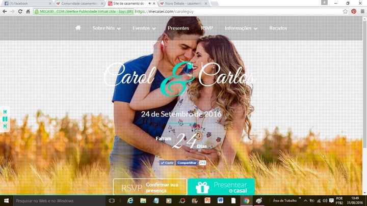 23 dias - Nosso site atualizado - Casamento Carol e Carlos