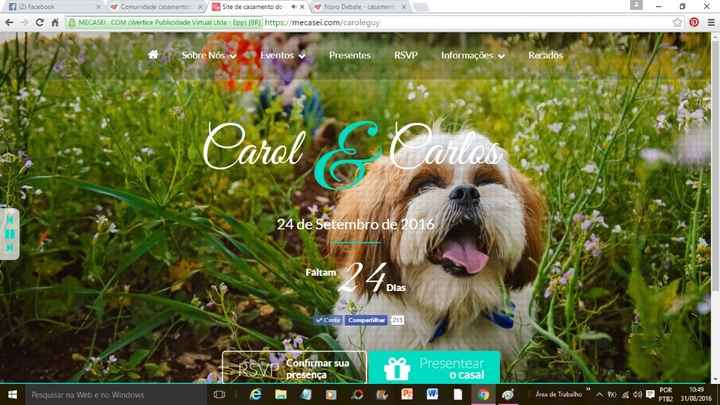 23 dias - Nosso site atualizado - Casamento Carol e Carlos