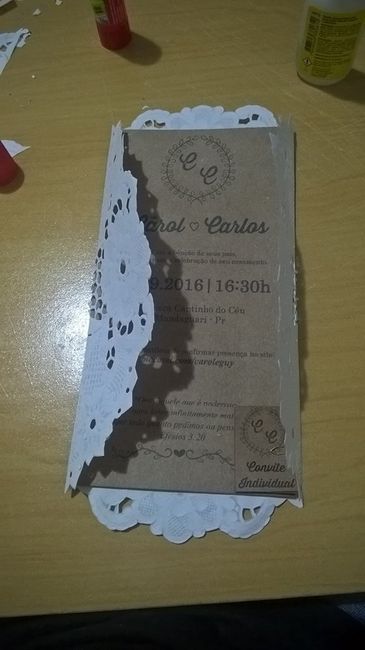 72 dias - Convite diy kraft + doillies- passo a passo - Casamento Carol e Carlos