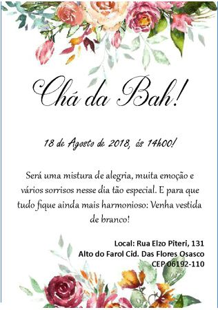 Convite Chá da Bah