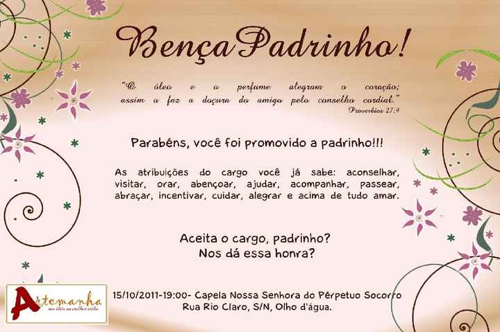 Preciso de opções para convite de padrinhos!!! me ajudem? - 1