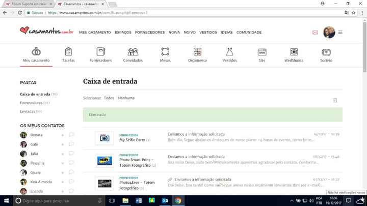 Exemplo Caixa de Mensagens Cheia de Fornecedores