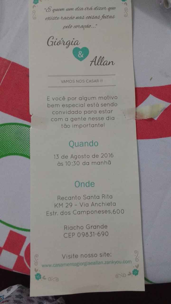 Nosso convite - está marcado pois era o modelo