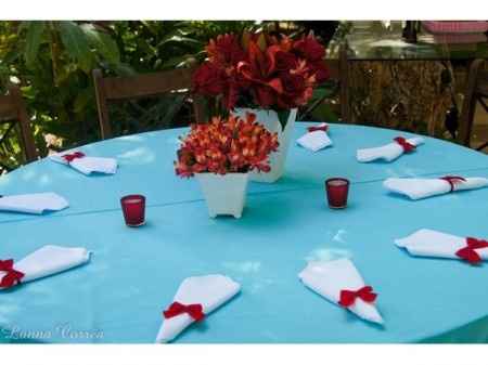Decoração azul e vermelho!