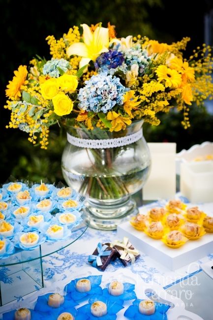 Decoração amarelo e azul