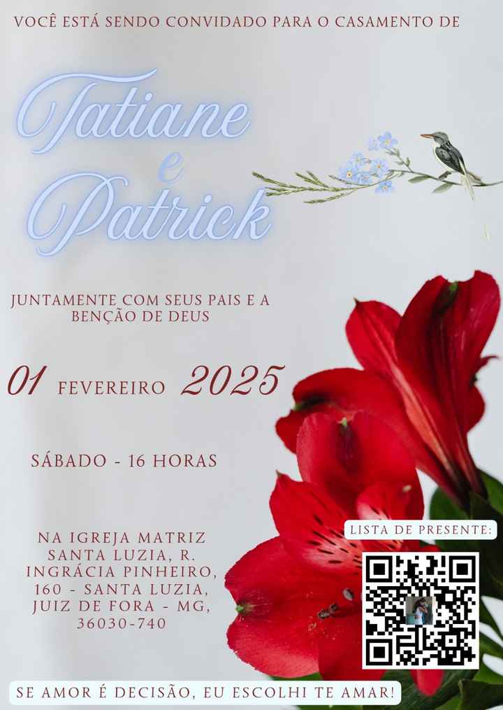 Meu convite de casamento feito e impresso no Canva. - 1