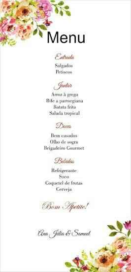 Menu e cartão de agradecimento editável  - 1