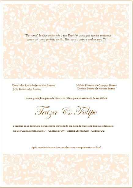 Convite de Casamento - Texto