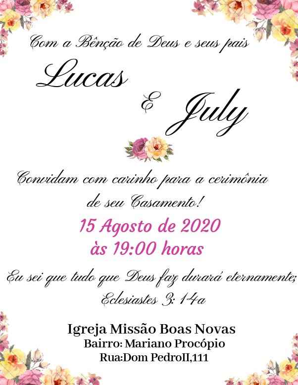 Convite de Casamento: Qual nome deve vim primeiro? - 1
