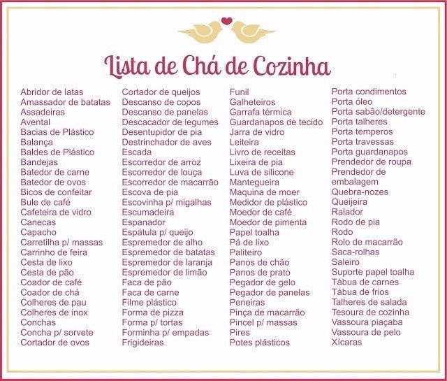 1. Chá de cozinha  