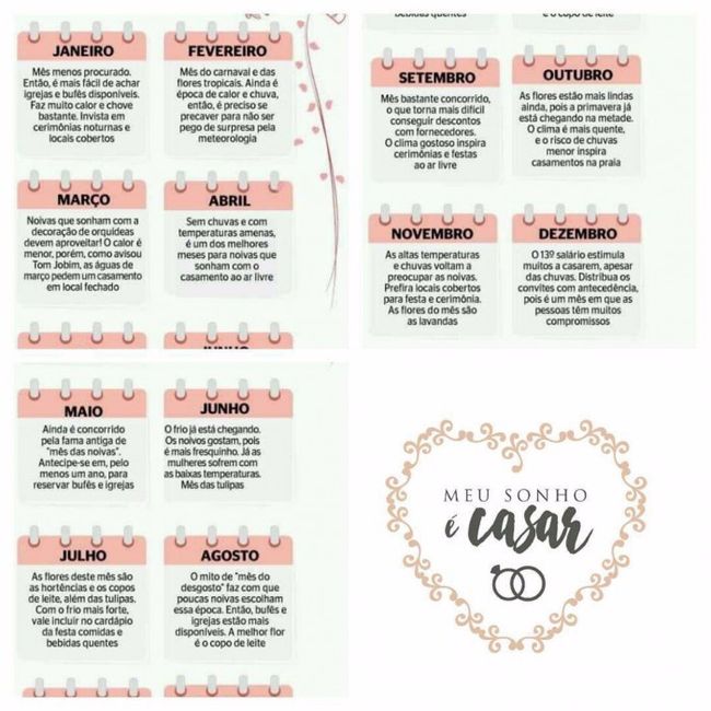 Mês ideal para o casamento 