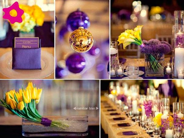 DECORAÇÃO AMARELO COM ROXO