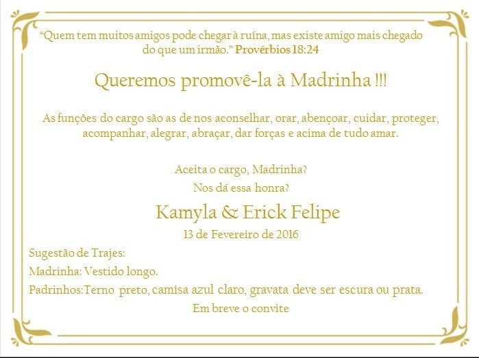 Convite da Madrinha