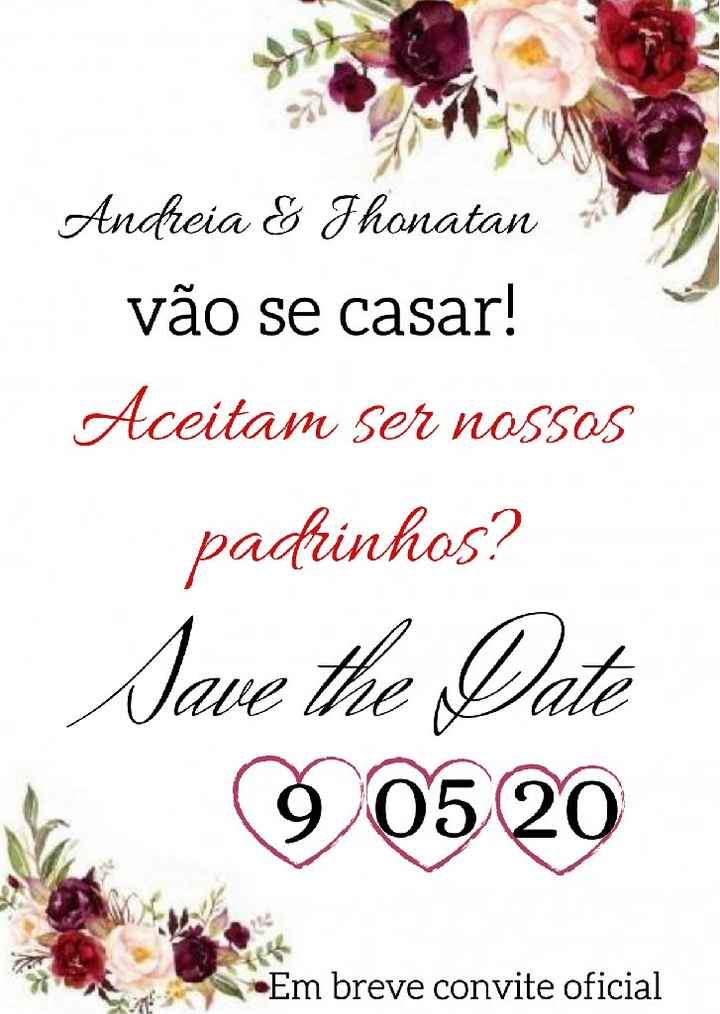 Save the date padrinhos (pré convite) - 2