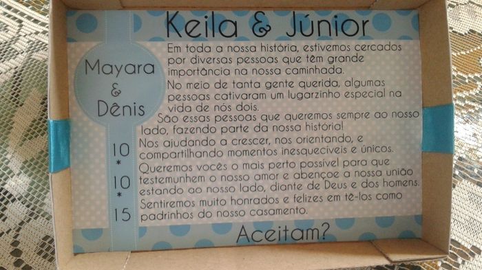 Tampa da caixinha por dentro. (Mensagem)