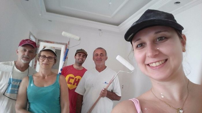 Fizemos um mutirão para pintar o apartamento no carnaval de 2016