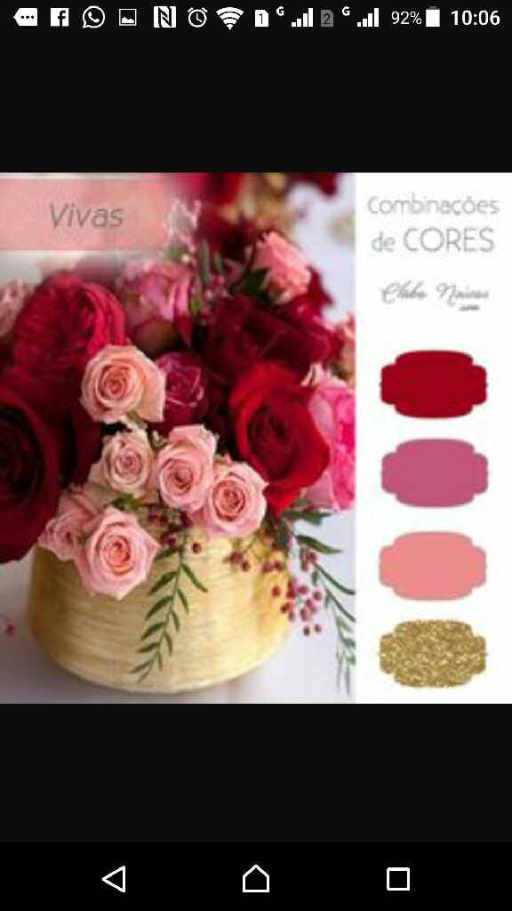 Paleta de cores: marsala, vermelho, rosa chá e dourado. - 1