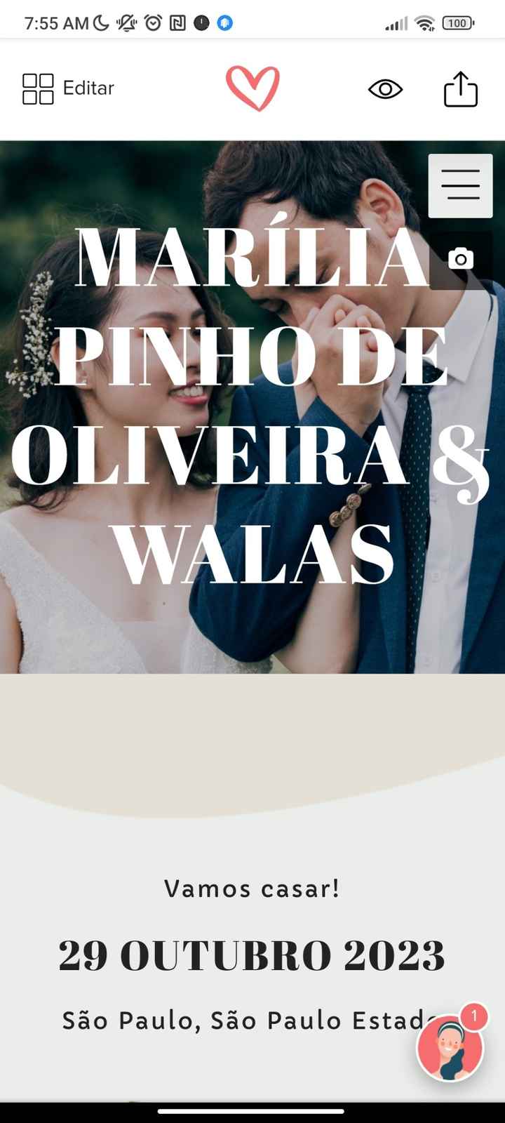 Nome no site de casamento - 1