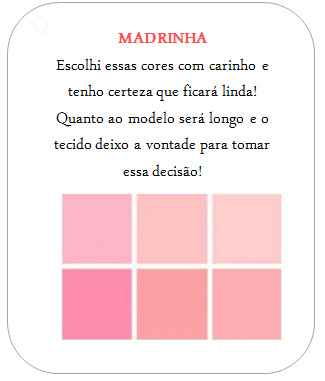 QUERIDA MADRINHA - PALETA DE CORES