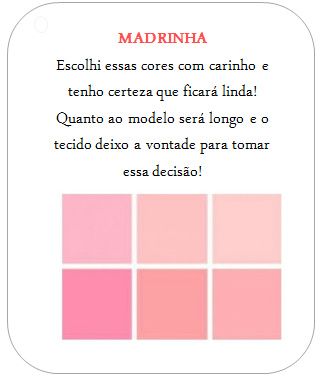 QUERIDA MADRINHA - PALETA DE CORES