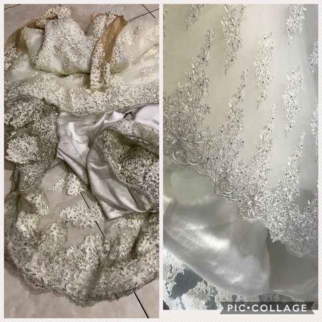 Meu vestido de noiva antes e depois da lavagem da Elisangela. Perfeito! 