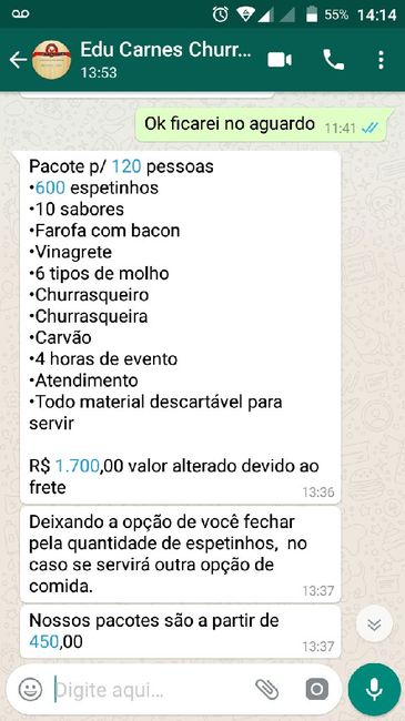 Orçamento de churrasco - 1