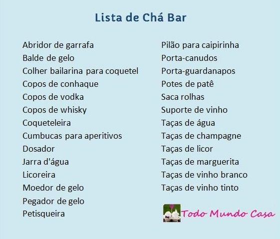 Chá bar lista