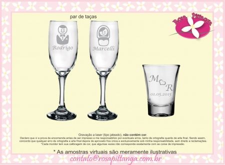 Taças de champagne e cops de dose