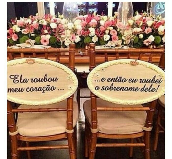 Plaquinhas para cadeira dos noivos! - 1