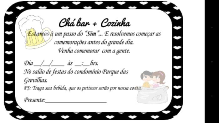 Convite Chá Bar + Cozinha