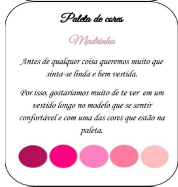 Paleta de Cores - Madrinhas