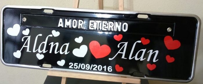 Placa para o carro da noiva