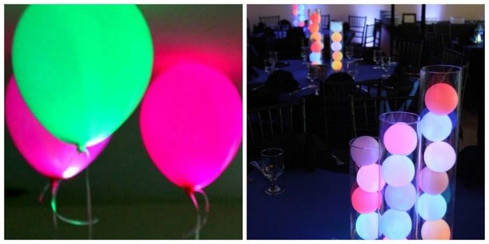 Centro de mesa inspiração neon - casamento a noite
