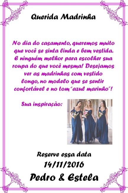 convidando para ser padrinhos