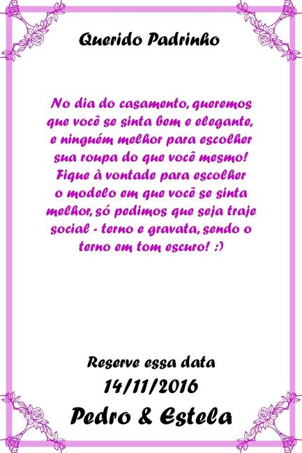 convidando para ser padrinhos