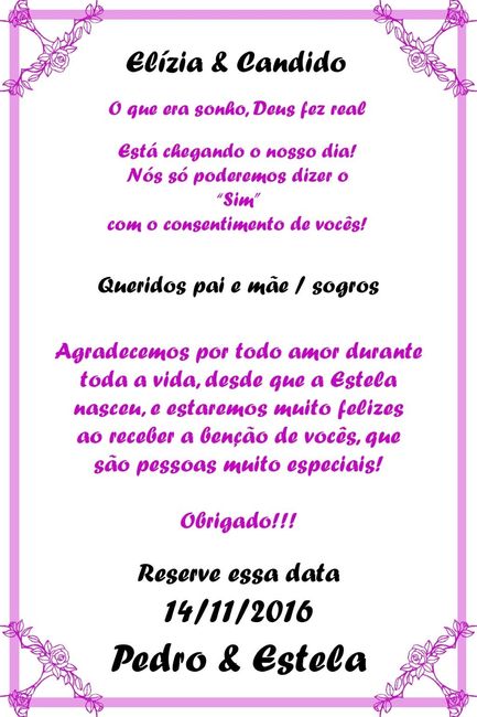 convidando para ser padrinhos