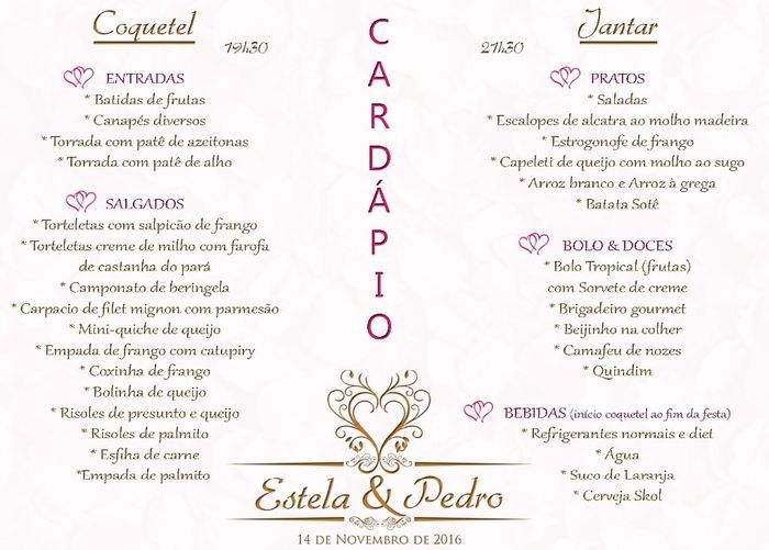 texto do cardapio