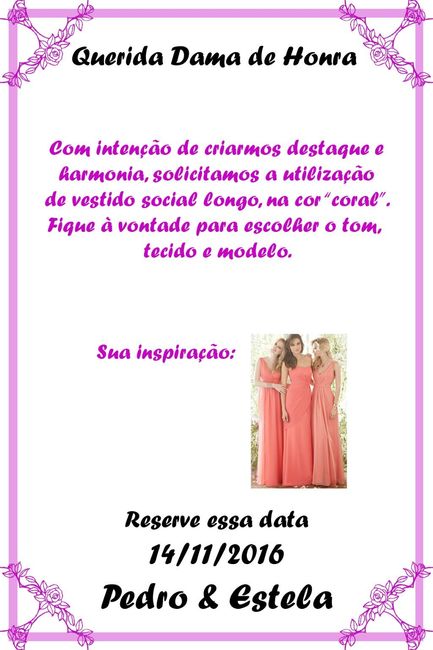 Demoiselles - falando da roupa na hora de convidar