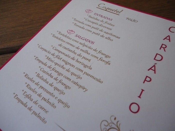 foto do cardápio